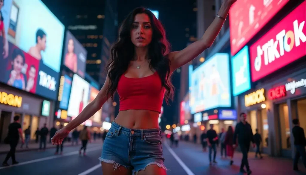 Chica joven haciendo una canción viral en TikTok